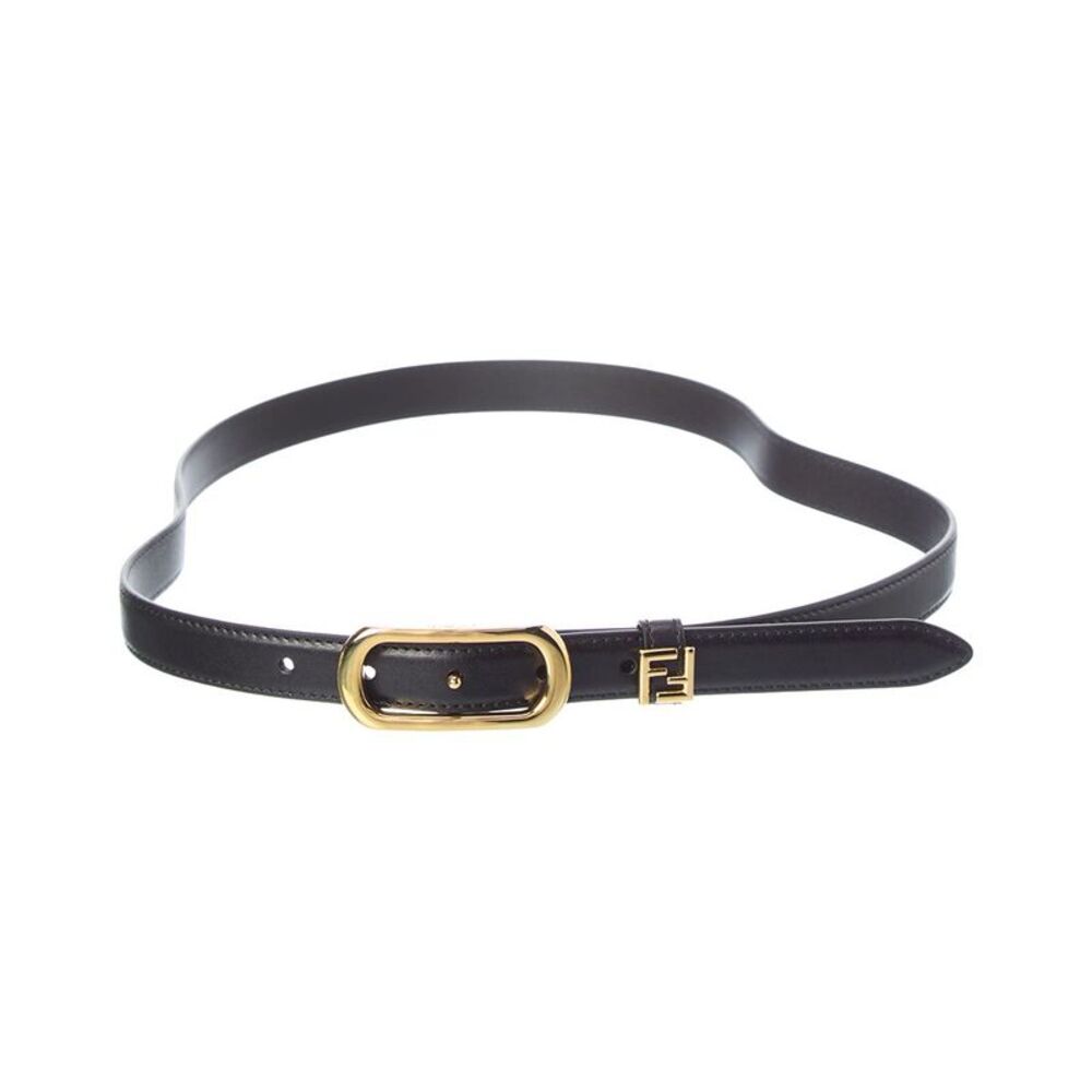 Fendi Ff Leather Belt, Black